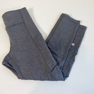Lululemon Womens Speed Up Crop Leggings 21" Running Gray 4 Side Pockets Athletic